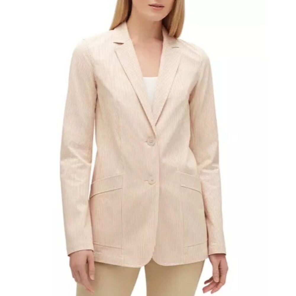 Lafayette 148 New York Boston Striped Blazer Jacket Womens Size 14 Work Capsule